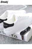 Women Sneakers Breathble Vulcanized Shoes Women Pu Leather Platform Shoes Women Lace Up Casual Shoes White