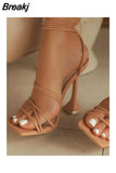 New Summer Fashion High Heels Women Lacing Sexy Woman Pumps Gladiator Sandals Wedding Party Shoes on Heels Zapatillas