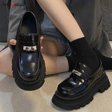 Style Woman High Heels Pumps Chaussure Femme Patent Leather College Shoes Lolita Cosplay Platform Chunky Sole