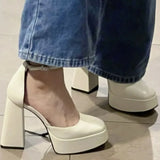 Heels Shoes for Women Summer Fashion Square Head Buckle Mary Jane Shoes Outdoor Party Chunky Sandals Zapatos De Tacon