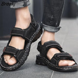 Men Sandals Casual Beach Shoes Outdoor Gladiators Shoes Breathable Trekking Fashion Platform Shoe Leather Leisure