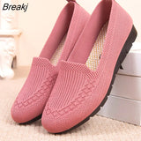 Women Sneakers Casual Tennis Shoes Summer Light Breathable Vulcanized Shoes Outdoor Slip-On Lazy Shoes Flats Knit
