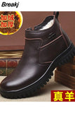 Wool Men's Boots Leather Warm Leisure Shoes British Round Toe Short Plush Ankle Boots Sheep Fur Plus Large