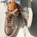 Women Vulcanize Shoes Sneakers Bling Shoes Girl Glitter Casual Female Breathable Lace Up Outdoor Sport Shoes Zapatos De