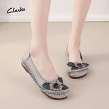 Summer New National Wind Leather Flower Single Shoes Beef Tendon Bottom Leisure Flat Bottom Women's Shoes Middle-Aged And