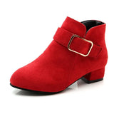 Ankle Boots Winter Shoes For Women Flat Heel Zipper Boots-Women Round Toe Low 2024 Rubber Over-the-Knee Ladies Autumn PU