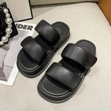 Med Ladies' Slippers Luxury Slides Platform Big Size Designer Summer Rubber Flat PU Fashion Hook & Loop Cotton