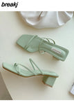 Fashion Women Slippers Square Low Heels Sandals Summer Flip Flops Brand Slipper Elegant Slides Zebra Shoes Zapatillas