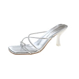 Women's Stiletto High Heel Slippers Shoes for Woman Luxury Designer Women Comfortable Gold Silver Sandals Trend 2024 Size