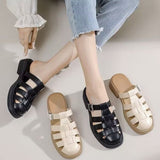 Women Sandals Woman Summer Hollow Out Roman Slippers 2024 New Gladiator Beach Flats Ladies Thick Sole Footwear Zapatos De