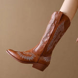 Female Shoes Women's Pionted Toe Boots 2023 New Chunky Heel Mid Calf Riding Boots for Women Fashion Ladies Cowboy