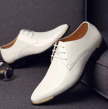 mens patent leather shoes men dress shoes lace up Pointed toe wedding Business party 5 colors big size