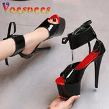 Colors Sandals Ladies Summer Modern Women's Shoes Ankle Strap Heels Pole Dancing Platform Nightclub 17CM Super High