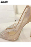 Shoes pointed toe glitter rhinestone stiletto sexy 12cm high heel wedding party dating pumps 8cm 10cm SJ007
