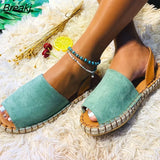 Women Flat Fisher Shoes 2023 Straw Desigher Vintage Non-slip Round Toe Espadrilles Sandals Casual Females Loafers Plus Size