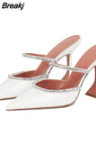 Heels Woman Sandals Crystal PVC Women Pumps Summer Mules Ladies Slippers High Heels Slingback Party Dress Shoes