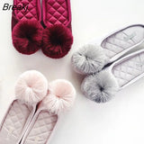 Autumn Winter Warm Women Home Slippers Soft Non-slip Indoor Shoes Cute House Slip On Flat Slides Ladies Fur