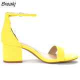 2023 Women Sandals Open Toe Chunky Med High Heels Casual Women's Sandals Black Nude All-match Female Pumps