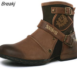 European and American New Round Toe European and American Retro Men's Leather Boots Men's Shoes Men's Boots Plus