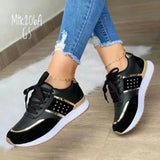 Women Sneakers Casual Shoes Comfortable Mesh Lace-Up Ladies Sport Shoes Wedges Chunky Women's Vulcanized Shoes Females