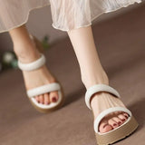 Extremely Simple Outer Wear Thick Soles One Word Half Support Small Round Head Raised Heel Slope Open Toe Sandals And Slippers Soft Soles For