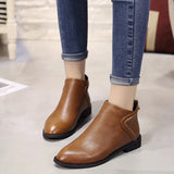 Pointed Toe Ankle Boots Low Heel Solid Casual Women Shoes Comfort Soft Sole Leather Shoes Ladies Simplicity Flats
