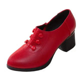 Women's Shoes Spring/autumn All-match High-heeled Shoes Women Pointed Thick-heeled Side Zipper Leather Shoes Fashion Women