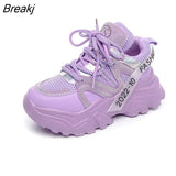 Quality Women Chunky Sneakers 2023 Fashion Purple Sports Shoes Luxury Brand Bling Rhinestone Women's Casual Shoes Ladies