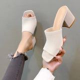 Women Sandals Slippers Luxury Summer Outdoor Casual Women Shoes Open Toe Soft High Heels Slides Black Mules Sandals Size