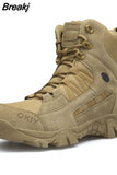 Military Boots Men's Outdoor Leather Tactical Boots Men's Work Safety Shoes Alpine Leisure Hiking Shoes Platform