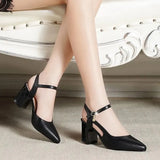Hauts Talons Women Classic White Pu Leather Buckle Strap High Heel Shoes Lady Casual Black High Heels Sexy Shoes