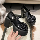 mary jane shoes White Pumps for Women High Heels Buckle Strap Mary Jane Shoes Woman Goth Thick Heeled Party Shoes