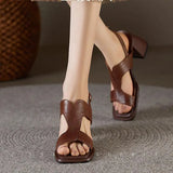 Women's Sandals 2024 Summer Thick Sole High Heels Ladies Sandal Shoes for Women Retro Open Toe Back Strap Sandalias De