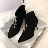Heeled Female Ankle Boots Stripper Pole Very High Heels Booties Sexy Suede Short Shoes for Women Pointed Toe Hot