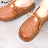 Spring Ladies Genuine Leather Handmade Shoes Women Lace Up Flat Shoes Women 2023 Autumn Soft Loafers