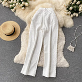 Jeans for Women Casual Streetwear New Spring Autumn High Waist Straight Leg Pants Fashion White Blue Denim