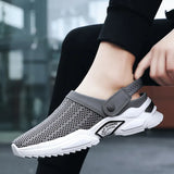 Men Summer Sandal Mesh Mules Breathable Padded Beach Flip Flops Shoes Solid Flat Bath Slippers Outside Men Slippers