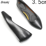 Black Leather Women's Work Shoes Pumps Thick Heels Round Head Shoes Soft Sole Professional Non-slip Hotel Work