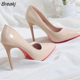 For Women 2023 Spring High Heel Pumps Sexy Foot Fetish Alternative Passion Sexy Red Bottom Pointed 10 CM Zapatos De