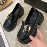 Women's Shoes Platform Autumn Round Toe Female Footwear Loafers With British Style Shallow Mouth Oxfords Casual Sneaker