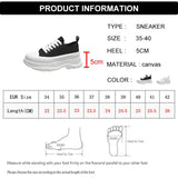 Canvas Chunky Platform Sneakers Woman Spring Summer Thick Bottom Sport Shoes Women Black White Lace Up Skateboard