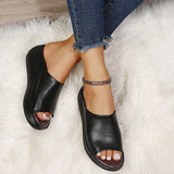 Ladies Leather Sole Slippers Women Sexy High Heel Mules Clogs Black Peep Toe Platform Mules Emal Slip on Sandals