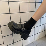 shoes platform High Heels Shoes Women Pumps Patent Leather Platform Shoes Woman Round Toe Mary Jane Shoes chunky