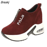 Women Casual Shoes 2023 Autumn Korean Wedge Platform Zipper Sneakers Fashion Female Increase Casual Sport Shoes Chaussure