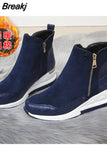 Women Boot 2023 Autumn Winter High Top Vulcanize Shoes Women Platfrom Wedges Shoes Zipper Chunky Sneakers Female Shoes Plus