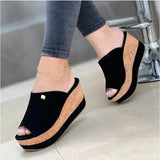 Breakj New Slope And Fish Mouth Slippers Women Thick Letter And Waterproof Table 43 Large Size Cold Slippers