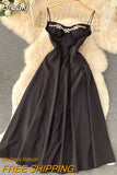 Rhinestone Vintage Party Dress Women Elegant Spaghetti Strap Sleeveless Backless Slim Waist A-line New Year Club Long