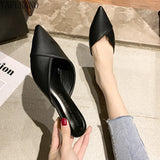 Low Heel Women Slippers 2023 Brand Design Candy Colors Pointed Toe Casual Slides Outdoor Beach Mules Shoes Female Flip