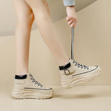 Women High Top Boots 2024 Spring Lace-up Platform Sneakers Non-slip Sneakers Comfy Outdoor Running Shoes Casual Tenis De