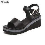 Summer Shoes Women Wedges Heels Sandals Young Ladies Casual Sandals Open toe Black White Shoes Wedge Heel